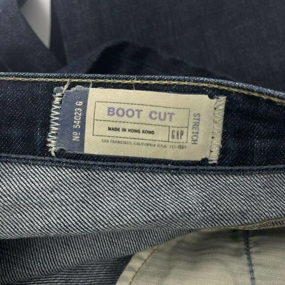 GAP Stretch Bootcut Blue Jeans Womens Size 4 Dark Wash Denim Low Rise Classic - Picture 3 of 5
